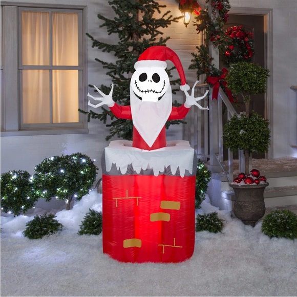 CHRISTMAS SANTA ANIMATED JACK SKELLINGTON CHIMNEY 5.5 FT...